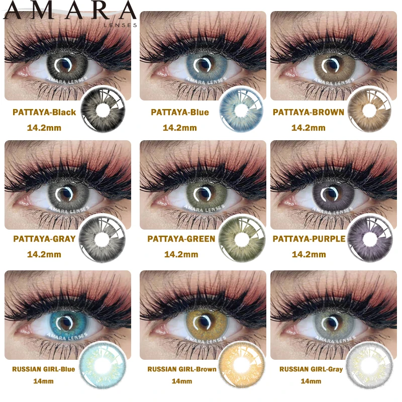 AMARA PATTAYA Natural Color Contact Lenses for Eyes 2pcs Colored Lenses Cosmetic Lenses GREEN Contact Lens Beauty Makeup