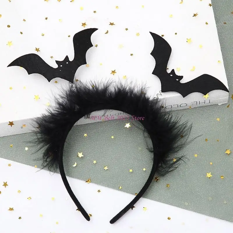 

49ME Decoration Bat Headband Black Hair Hoop with Bat Gift for Birthday