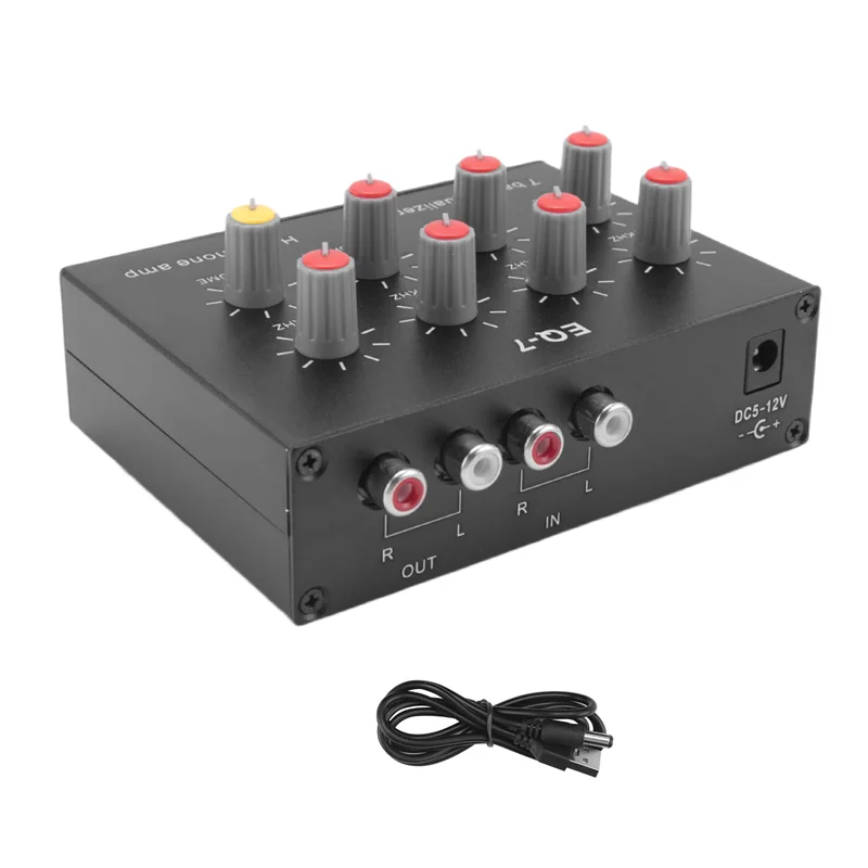 

-FDDT EQ-7 Car Audio Headset Amplifier 2 Channel Audio Mixer Equalizer Digital Sound Equalizer