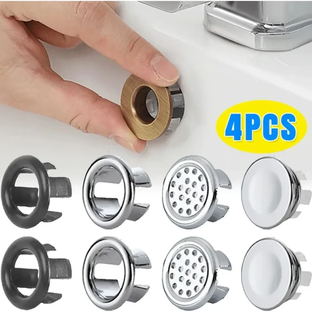 Replacement Sink Overflow Ring Drain Cover Bathroom Kitchen Sink Wash Basin Trim Overflow Cover Hole Insert Round Caps Gang