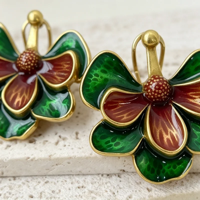 Retro Court Style Flower Earrings Colorful Enamel Dangle Earrings for Women Luxury Jewelry