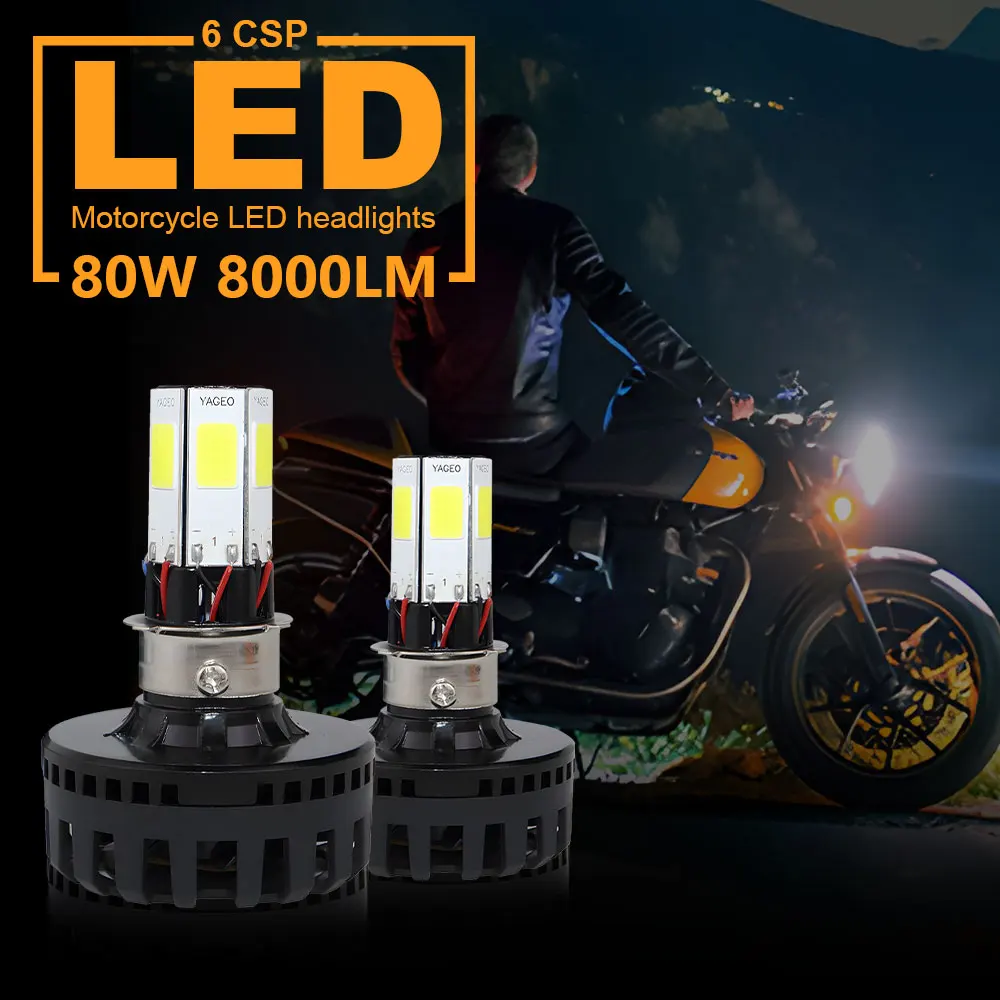 1/2Pcs Motorcycle Headlight LED Bulbs 6500k Turbo Lamp White High Low Beam DRL Flashing Light Bulbs Plug And Play Waterproof