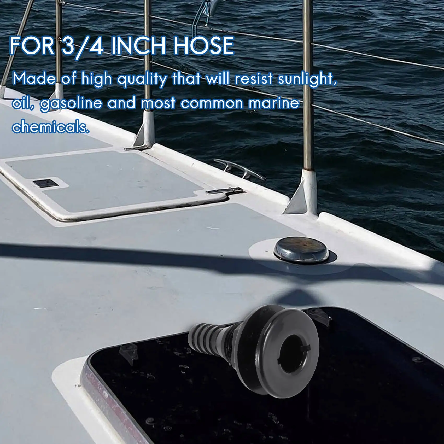 3/4 Inch Hose Plastic Thru-Hull Bilge Fitting Bilge Pump Drain Vent Hose Fitting for Boats Marine Yacht RV Camper Truck