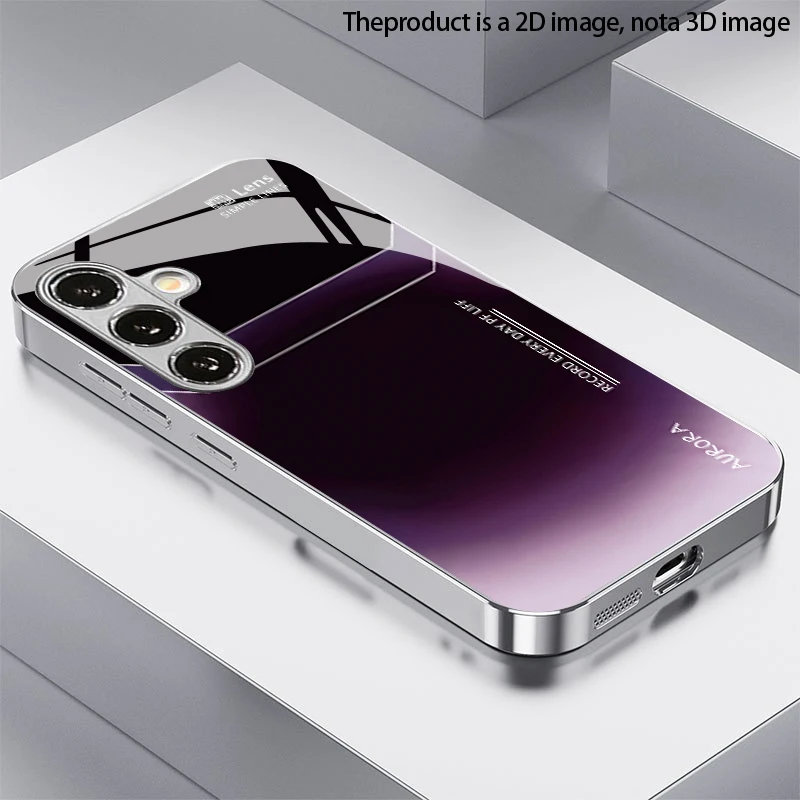 Purple Lens Pattern 2D Phone Case for Samsung S26 S25 S24 S23 S22 S21 S20 A56 A36 A16 - Electroplated Glass Protective Cover