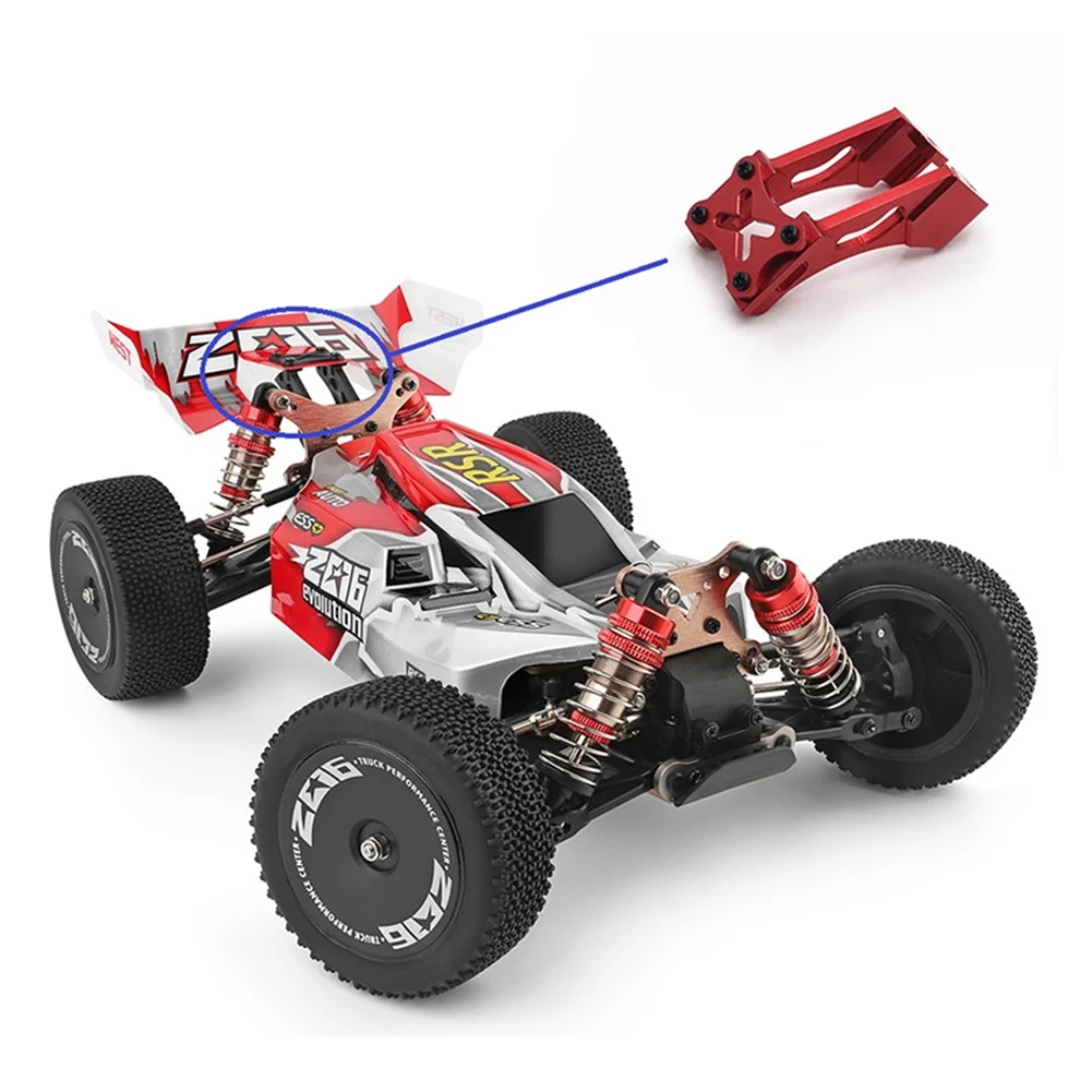 

A63T-2X 144001-1258 Metal Tail Fixed Parts Tail Wing Firmware Fittings Set For Wltoys 144001 1/14 4WD RC Car Parts,Red