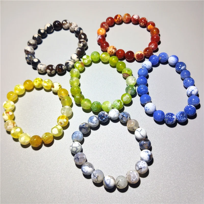 

Natural Fire Nao Bracelet Crystal Chalcedony Natural Stone Bracelet Single Circle Round Bead Jewelry Girlfriend Couple Gift