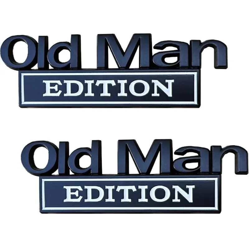 

CMHI-2PCS Waterproof Rustproof Car Emblem 3D Metal Sticker Badges Old Man Edition Old Man Addition Adhesive