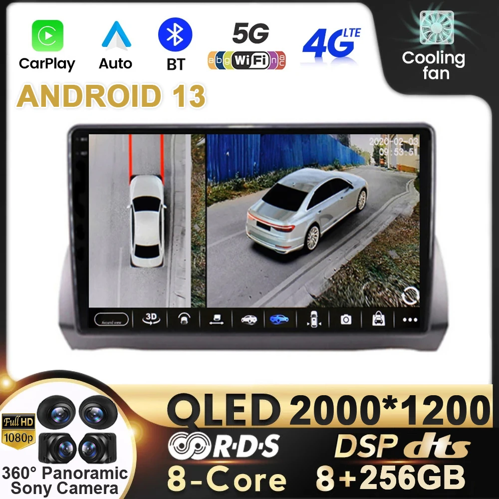 

QLED Android 13 Car Radio Carplay Auto For Fiat Argo 2019 - 2022 Multimedia Video Player Stereo Navigation WIFI GPS 360 Camera