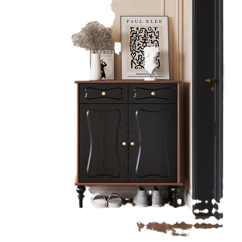 

Entry door shoe cabinet household solid wood locker antique style