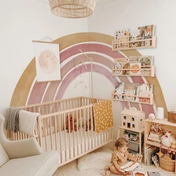 Boho Large Watercolor Children's Rainbow Wall Stickers Self-Adhesive Fabric Mural Wallpaper Waterproof Kids Room Home Decoration