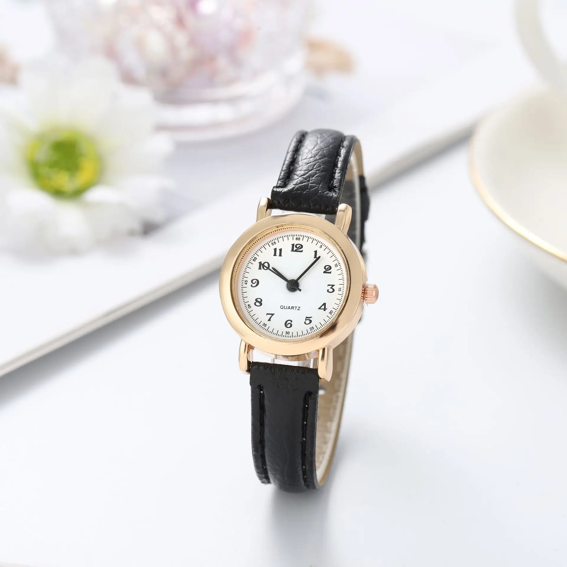 

Retro Dress 12mm Watch Strap Small Wrist Women Simple Gold Color Case Jewellery Woman