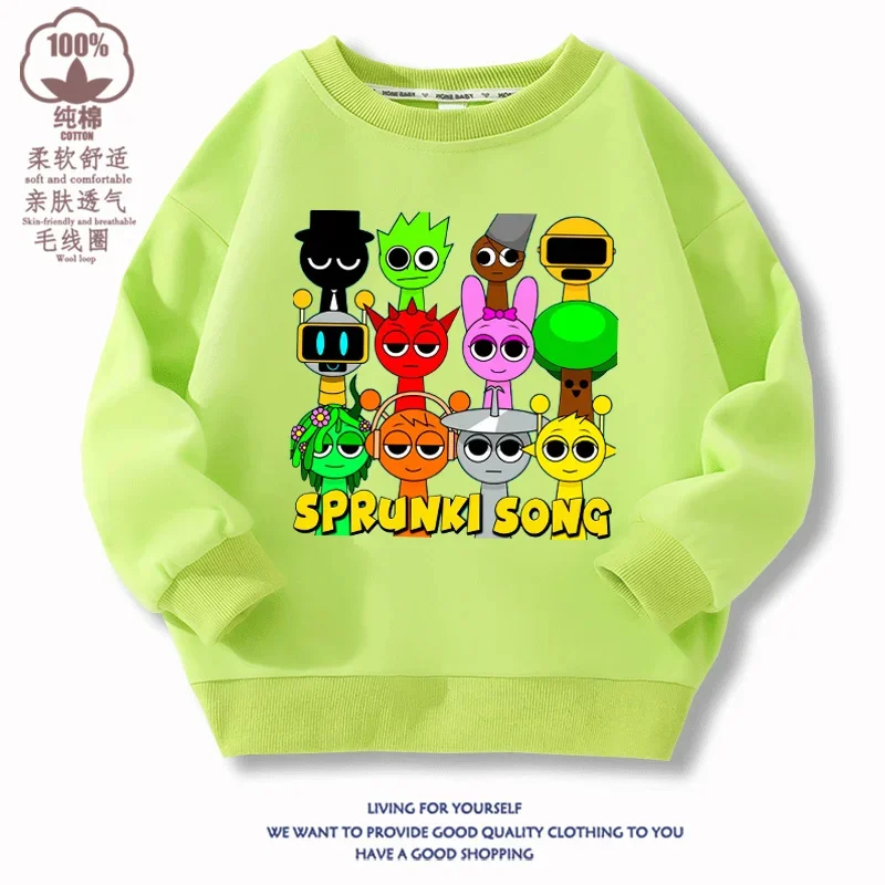 2024 Sprunki  Sweatshirt Christmas Hoodie Funny Cartoon Game Figure Children's Cotton Clothing Fashion Kids Halloween Clothes