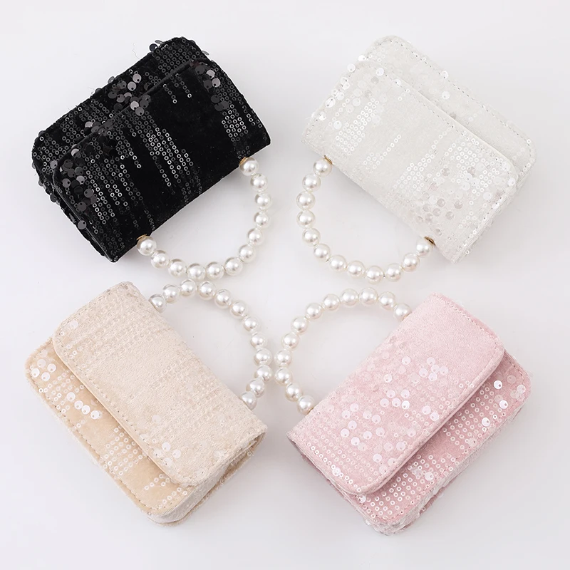 Fashion Children\'s Shoulder Bag Women\'s Handbag purse Pearl Sequins Hot Selling Girl Baby Cute Zero Wallet Princess Bag