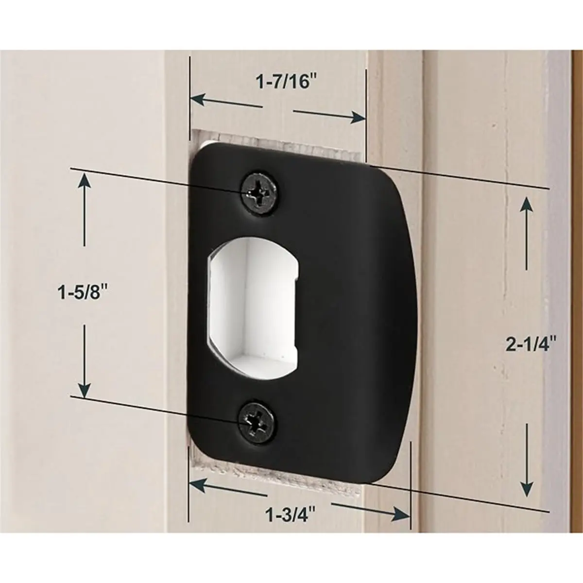 Black Door Strike Plate 2-1/4