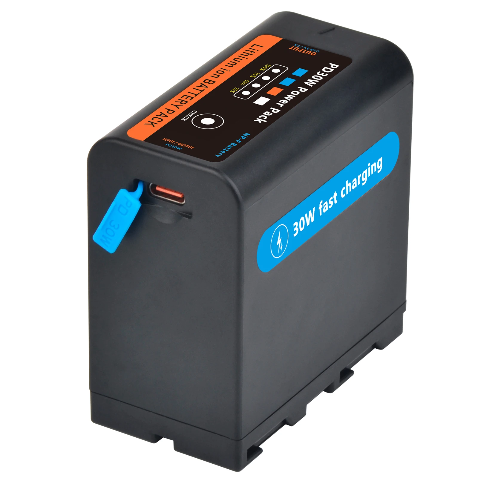 بطارية Tectra 10500mAh NP-F970 مع منفذ شحن سريع PD 30W Type-C لكاميرا الفيديو Sony Handycam، والشاشة، وإضاءة الفيديو LED