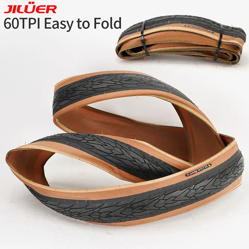 JILUER Road Bike Tire Folding Ultra Light Bicycle Tires 700x25c/28c/38c 60TPI Black/Yellow Anti-puncture Gravel Tyre Bikes Parts view 5