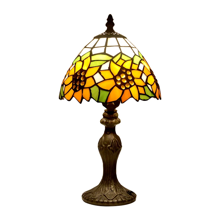 Sunflower Tiffany Style Table Lamp Antique Desk Lamps Stained Glass Lampshade Lights