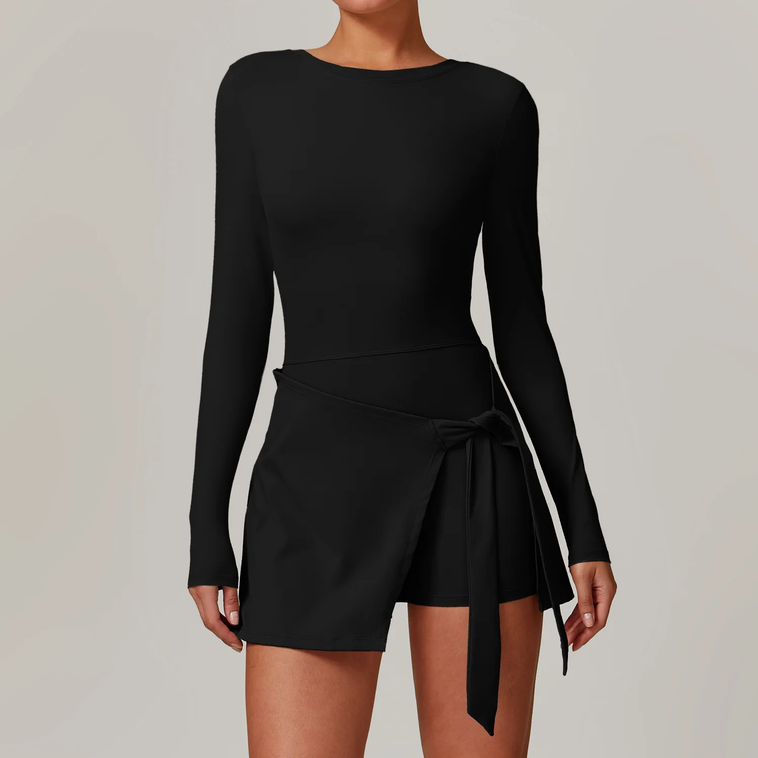 Short Sports Jumpsuit Long Sleeved Gym Set Women Yoga Clothes Rompers Workout One-piece Suit Female Outdoor Recreation Bodysuits