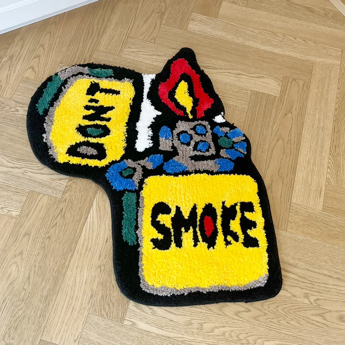 Yellow Lighter Don\'t Smoke Flocking Rug Living Room Carpet Bathmat Bedside Rug Soft Bedroom Floor Pad Aesthetic Home Decor