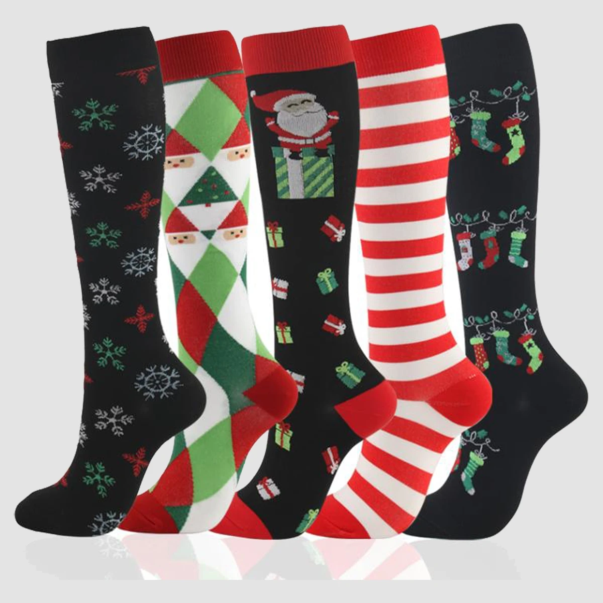 

Christmas Compression Socks For Men Women Santa Claus/Tree Snowflake Running Hiking Socks For Preventing Varicose Veins As Gifts