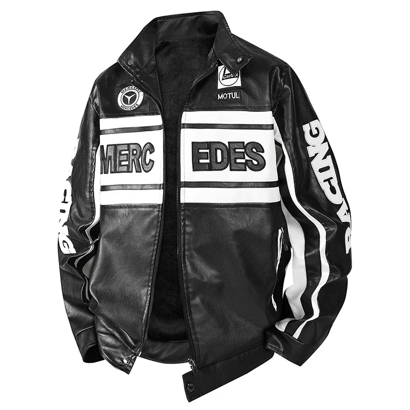 

Толстый гоночный костюм Mercedes Benz, крутая куртка, куртка из искусственной кожи, тонкая бархатная уличная мотоциклетная одежда Mercedes Benz B/C/E/S