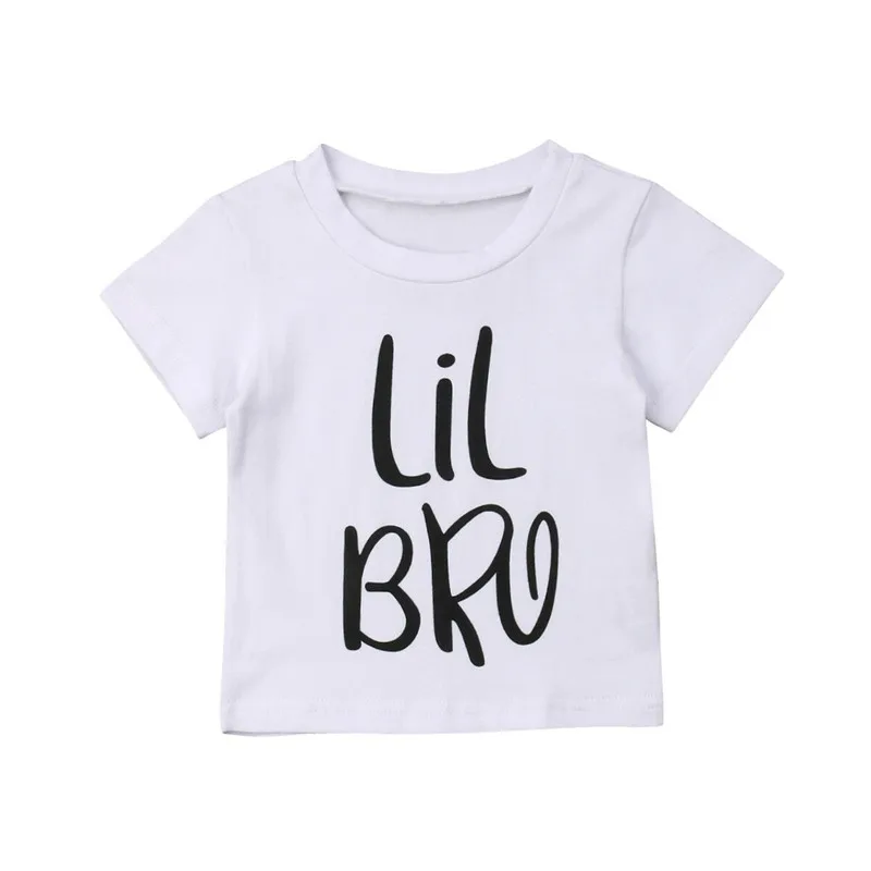 Big Sister Little Brother Twins Kids Tshirt Summer Short Sleeve Letter Tops Girls Boys Graphic Tee Twins Matching Outfit T-shirt