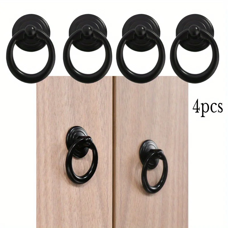 4pcs Mini Retro Creative Decor Drawer Pull Wardrobe Cabinet Round Ring Handle Cupboard Knobs for Small Furniture Handle