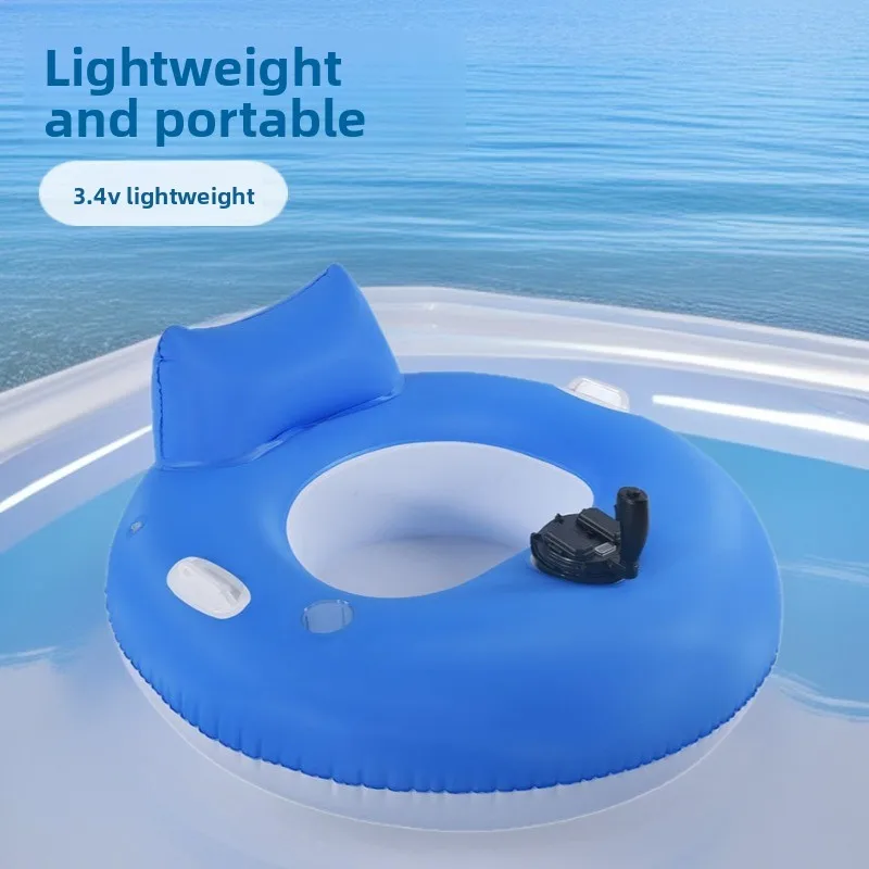 Motorized Inflatable Pool Float Adult Foldable Backrest Lounger Chair Built-in Propeller Outdoor Water Floating Recliner
