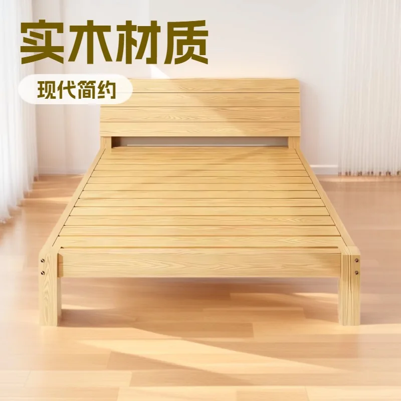 Solid wood bed Economy double bed Dormitory rental room Small apartment 1.2m 1.5m single bed rack