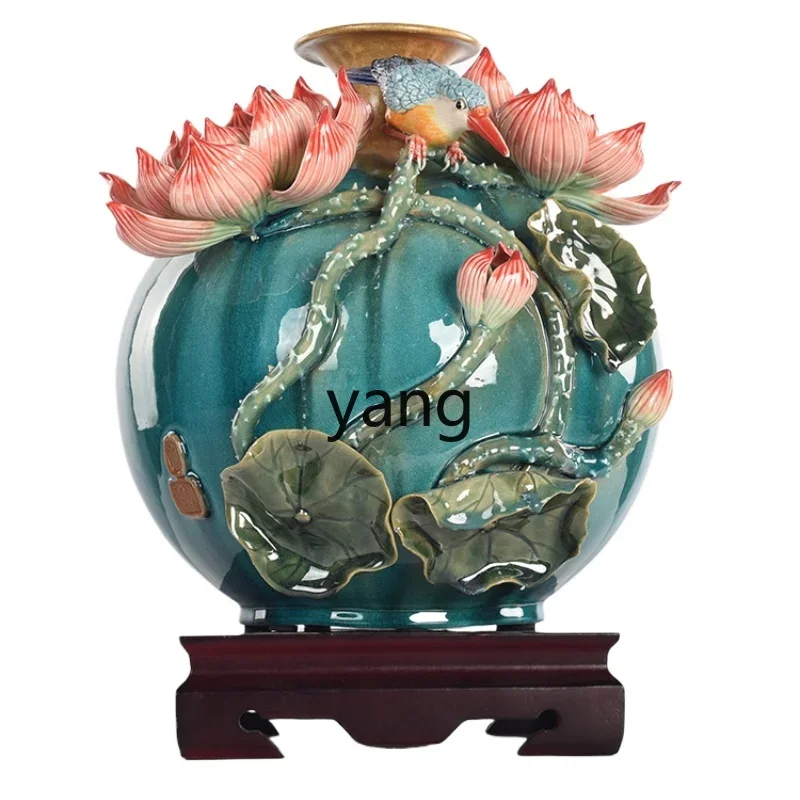 

XYY ceramic lotus vase ornament Chinese home craft decoration