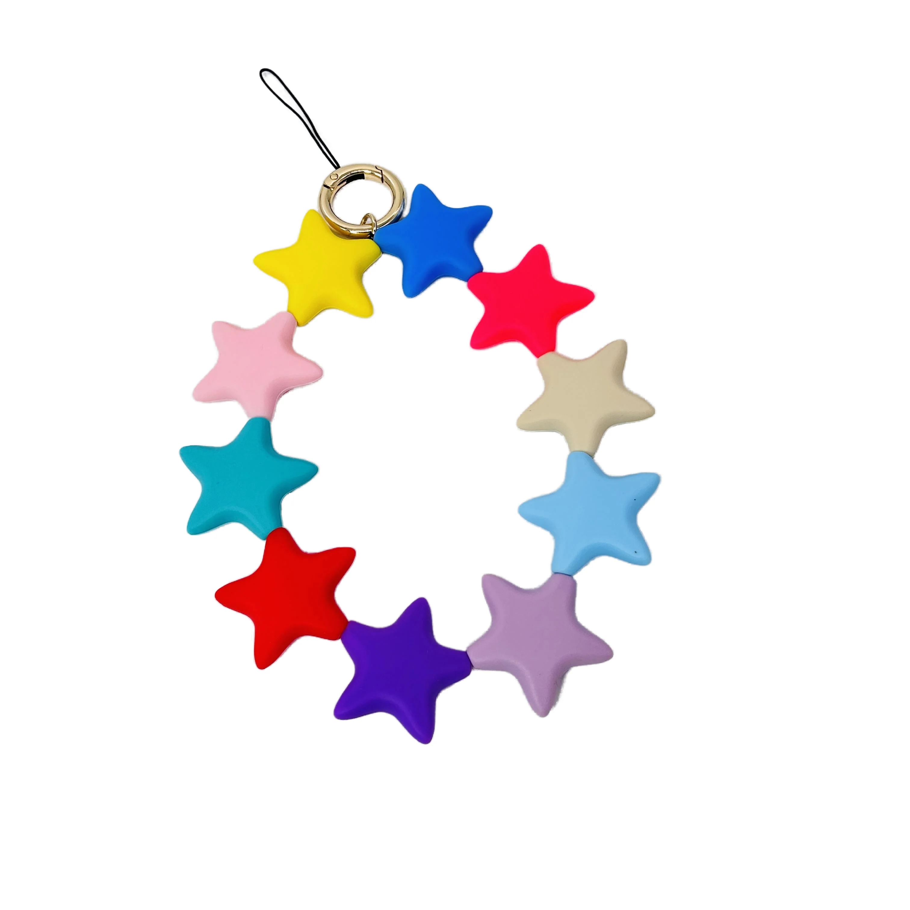 Multicolour Eco-friendly Silicone Star Beads Accessories Phone  Chain for Wristlet