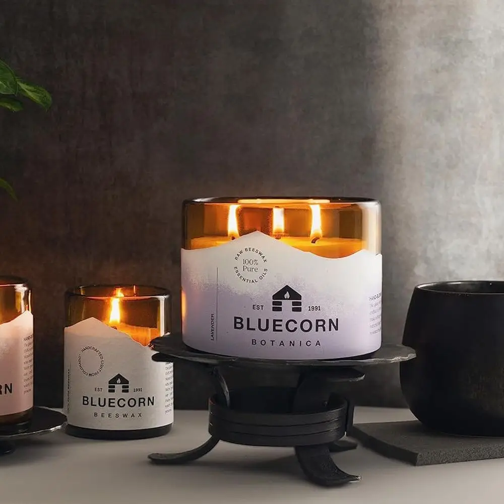 شمع شمع العسل النقي 3 فتحات، زجاج كهرماني، غير معطر، خالي من الصويا، حرق طويل، مصنوع أمريكيًا، 22 أونصة #3