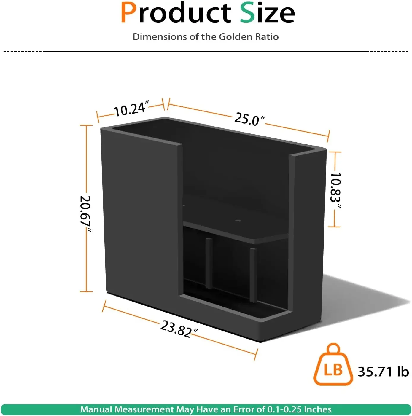 

Rectangular Planter Box Outdoor Indoor, Large Resin Plant Pots for Flower (Black, 25 x 21 inch)
