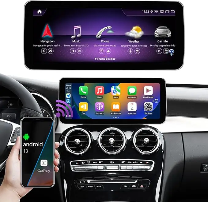 8-rdzeniowy odtwarzacz CD 12,3'' 8+128g Android 13 z nawigacją i GPS do Mercedes Benz C/GLC Class W204 W205 NTG5.0 2015-2019 z CarPlay