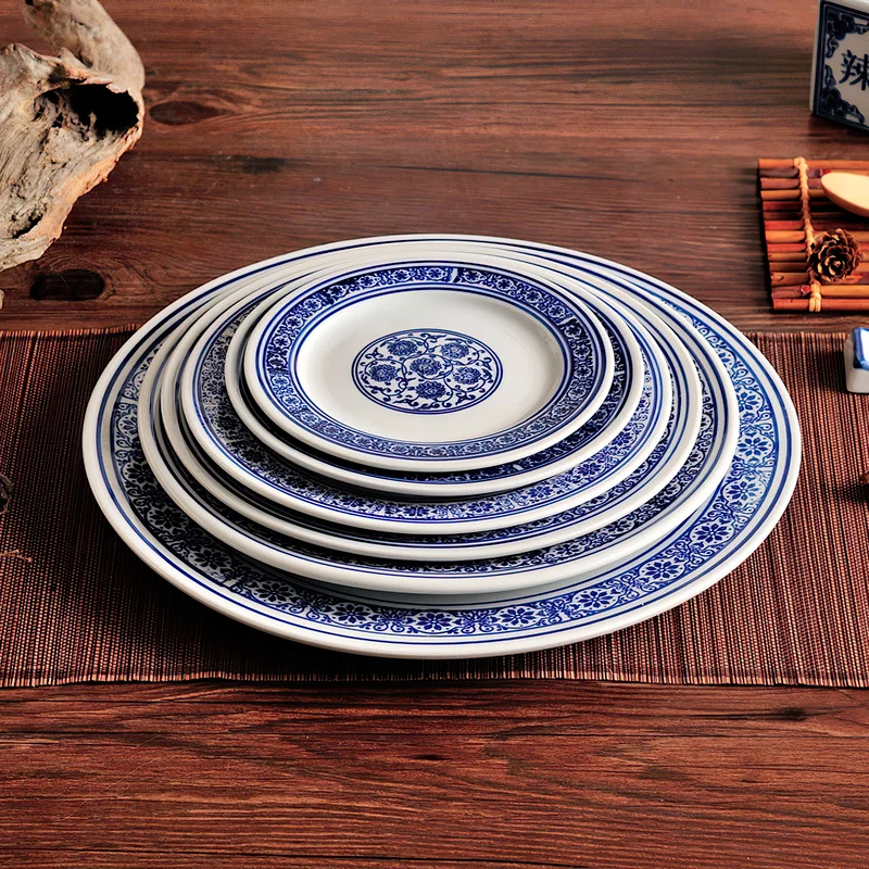 Blue and White Porcelain Flat Plate Japanese Tableware Ceramic Plate Steak Salad Fruit Western Food Dish Home Kitchen Supplies