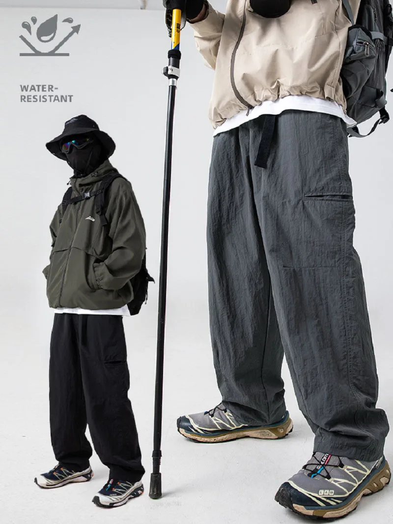 

Spring Autumn New Outdoor Functional Wind Casual Pants Men Y2k Harajuku Fashion Waterproof Side Pocket Design Loose Cargo Pants