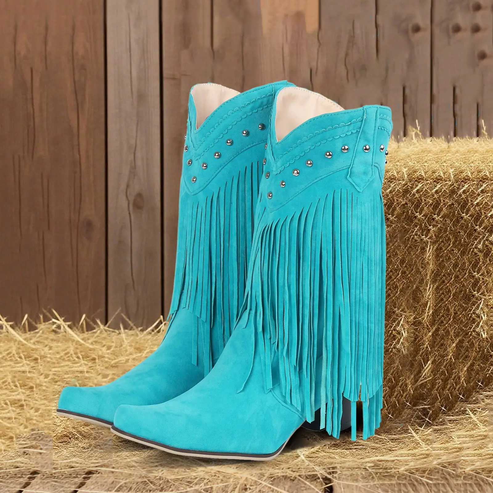Botas hasta la rodilla para mujer, botas cómodas con tacón grueso y punta estrecha, botas de pantorrilla ancha para mujer hasta la rodilla de talla grande