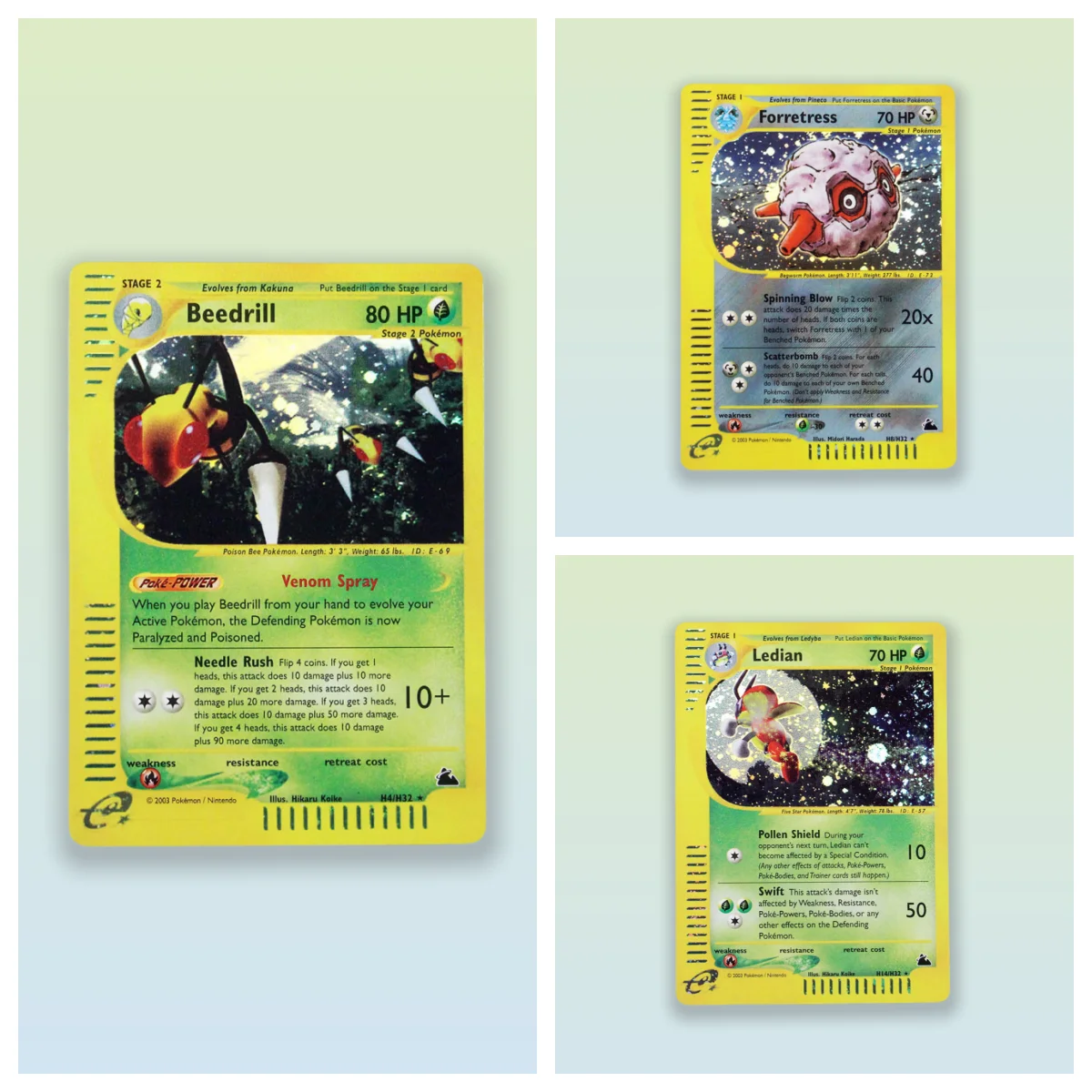 

PKM Single Cards holo cards Beedrill /Forretress /Ledian Game Collection PTCG PROXY