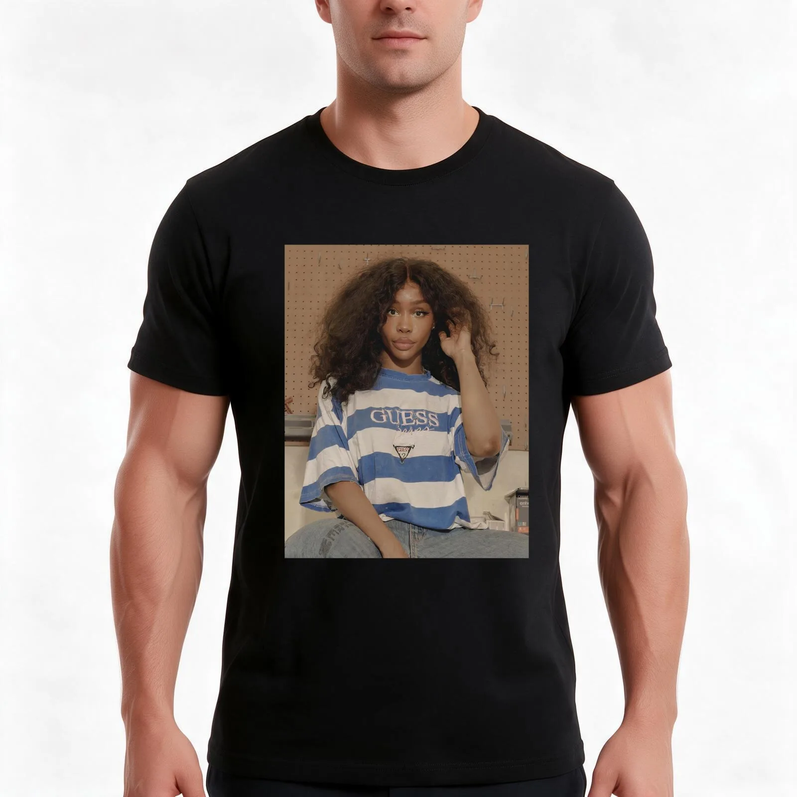 Official Sza Gifts T-Shirt, Summer Casual Cotton Tee, Oversized Streetwear Tops, Vintage Graphic Print, Loose Fit Short Sleeve