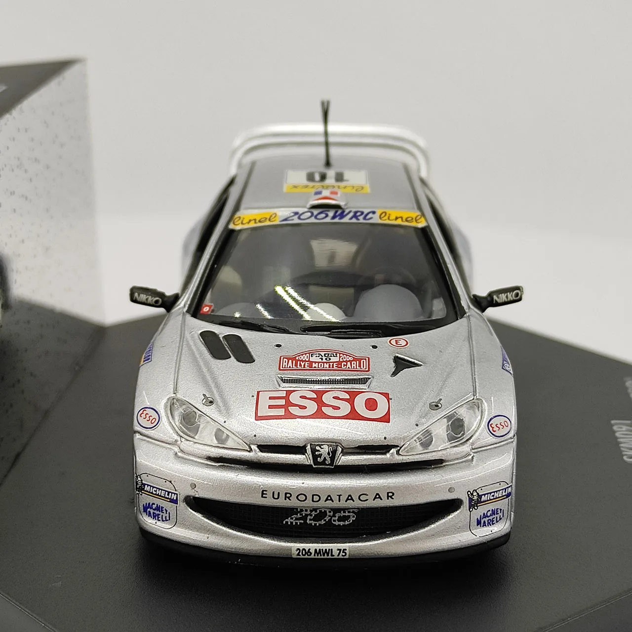 SKID 1:43 Scale PEUGEOT 206 WRC ESSO Silver Alloy Car Model