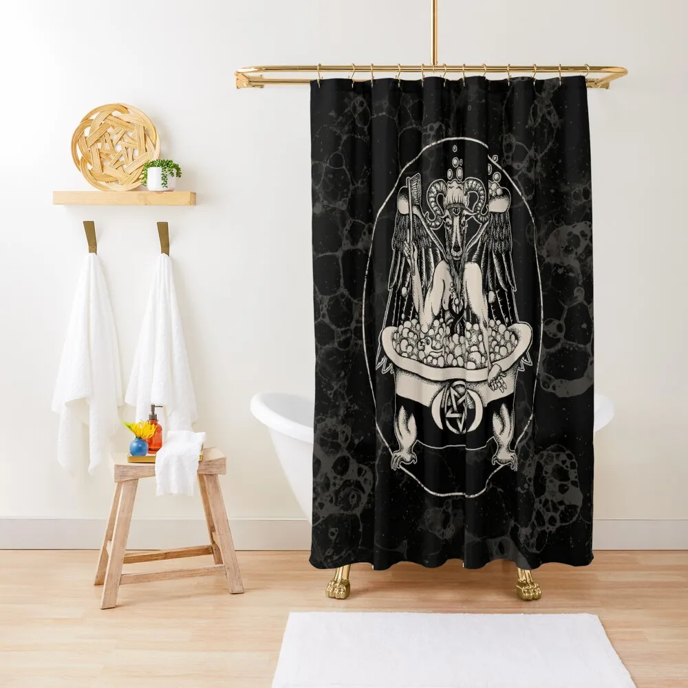

All Hail Bathomet: Overlord of satanic cleansing rituals Shower Curtain Bathroom For Shower Anime Bathroom Curtain