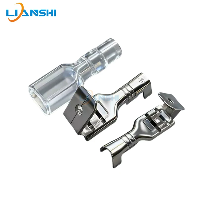 50pcs 4.8/6.3 spring clip back hook male-female integrated shoulder-back spring plug 250/187 cold-pressed terminal thickened