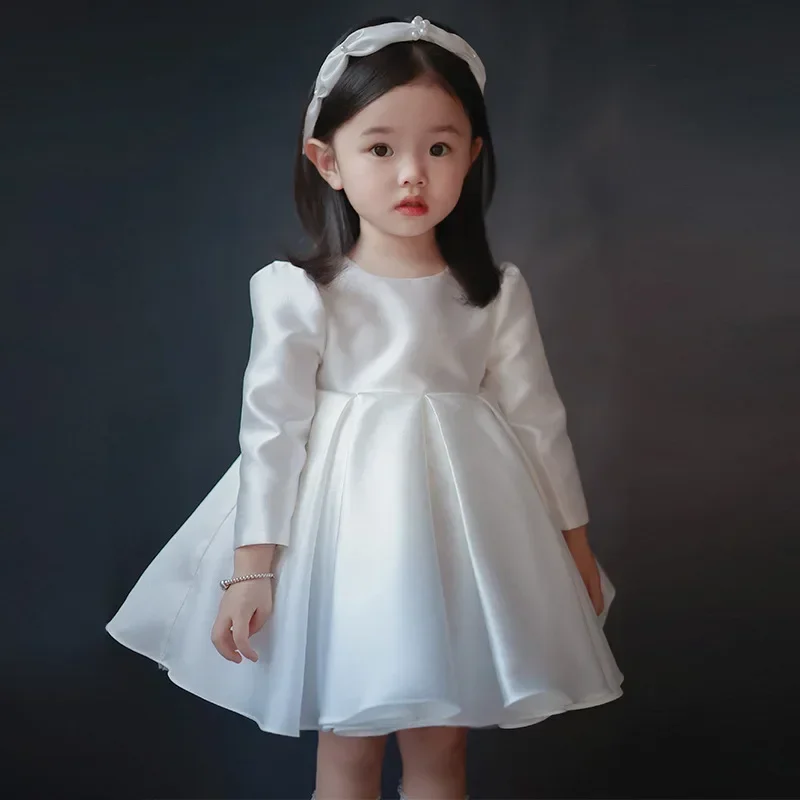 Flower Girl White Baptism Dress Children Bridemaid Wedding Dresses For Kids Gowns Girls Boutique Party Wear Elegant Frocks