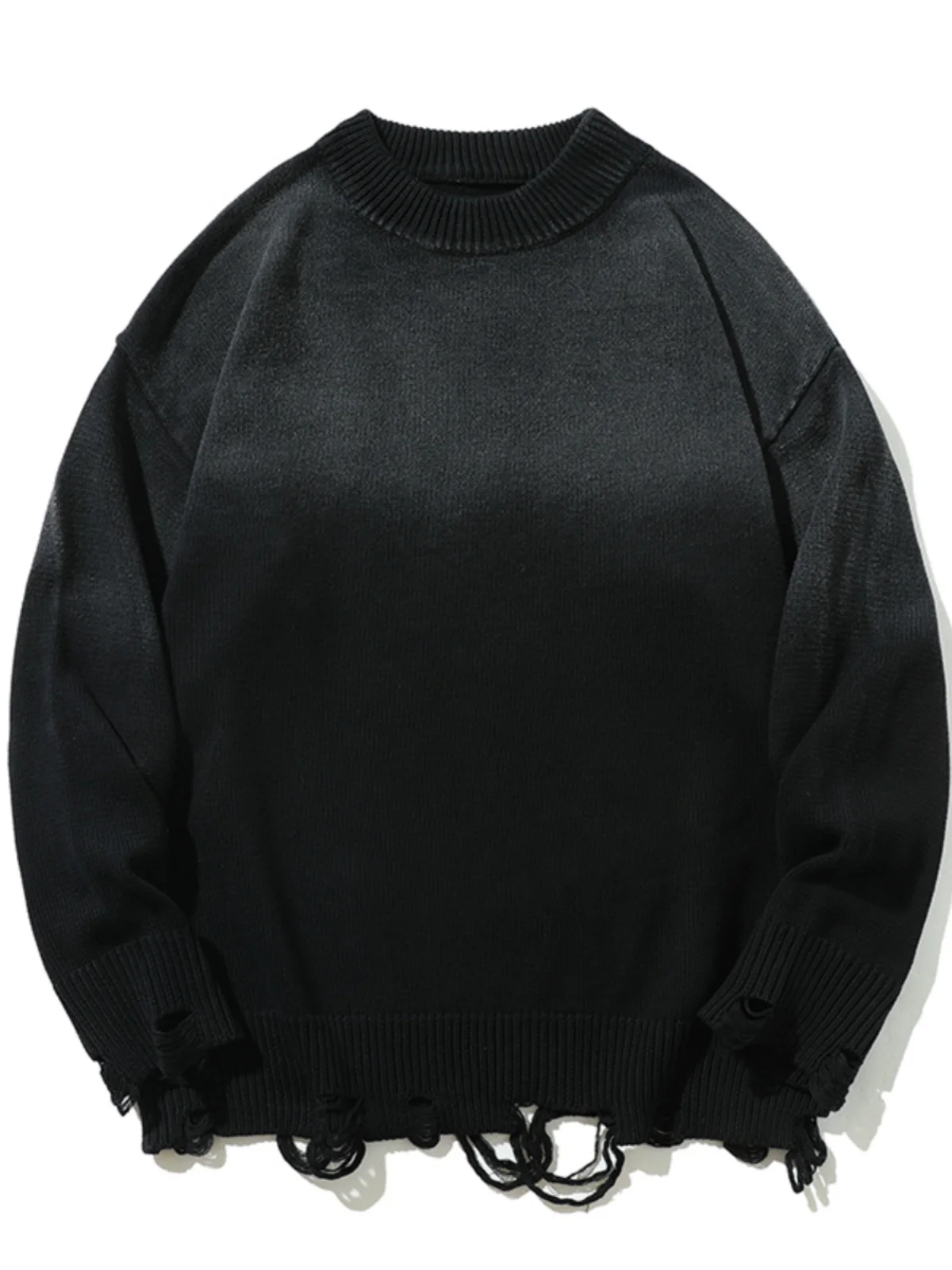 

Мужской вязаный свитер с градиентным цветом, весна-осень, новинка, с вырезами, для ношения под одеждой, повседневный, модный, из утолщенного хлопка