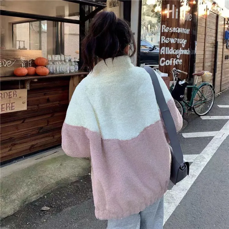 Lamb Wool Jacket Women 2023 Autumn Winter Junior High School High School Students Cotton Coat Female Korean Zipper Outerwear 497