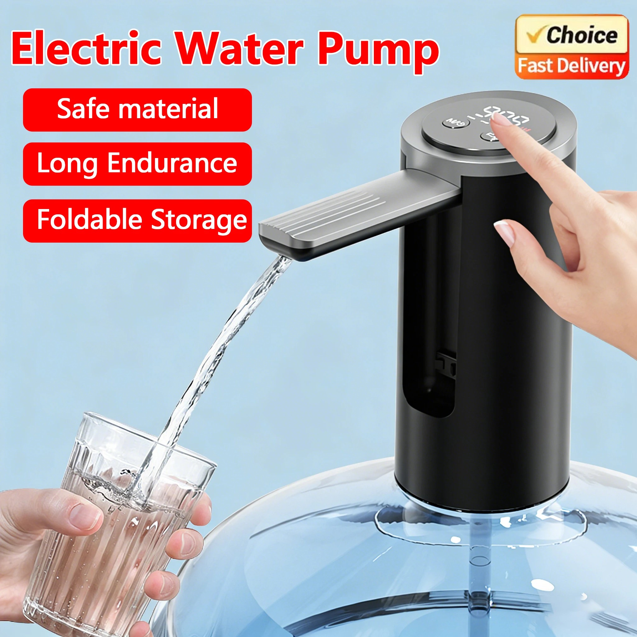 Faltbare elektrische Wasserpumpe mit Typ-C-Ladung, automatische Eimerpumpe mit langer Akkulaufzeit für den Einsatz zu Hause, im Büro und im Freien