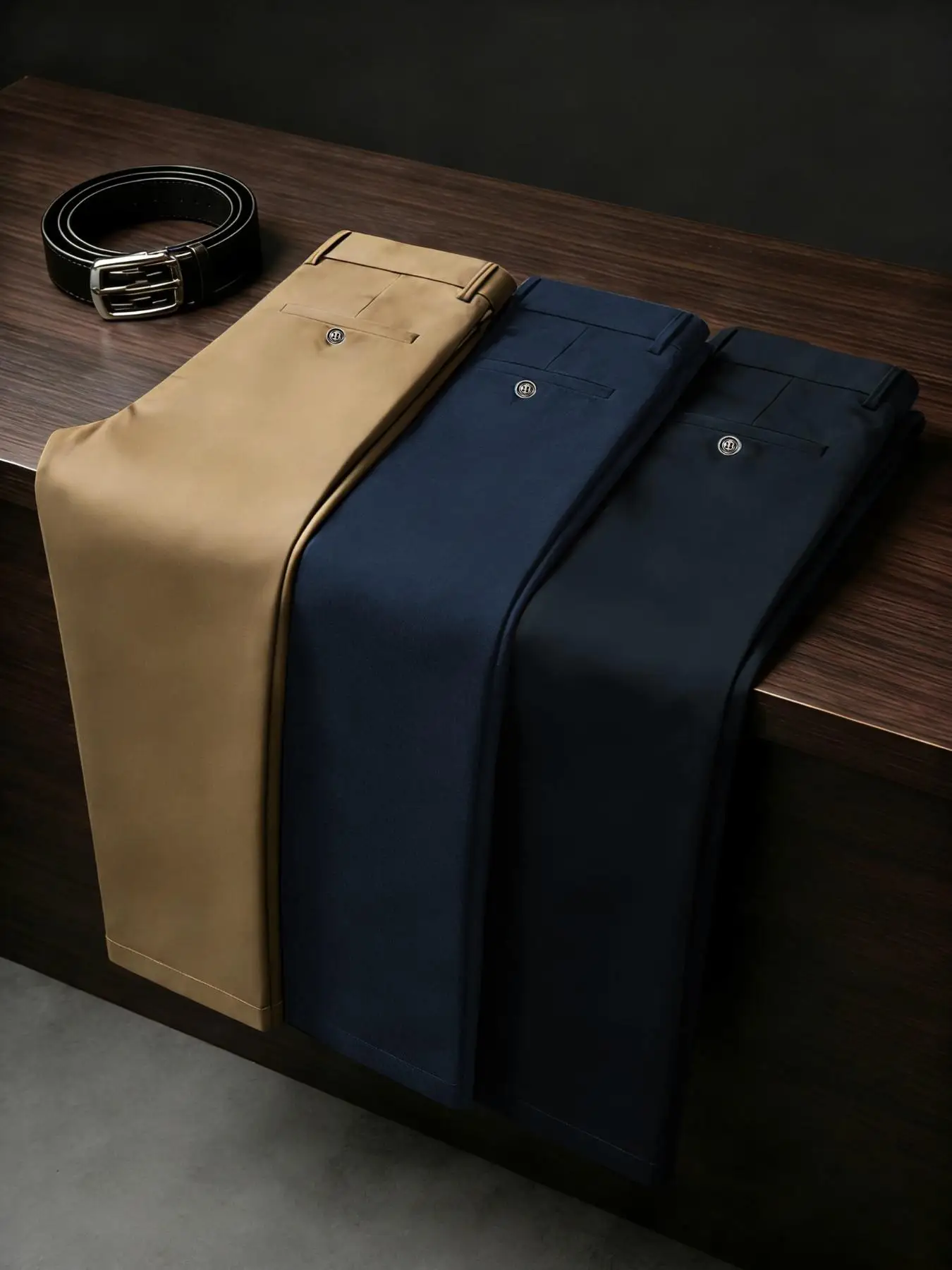 3Pc Men Straight Dress Pants Stretch Wrinkle Free Solid Trousers For Office Wedding Business Casual Wear Soft Comfort Slacks