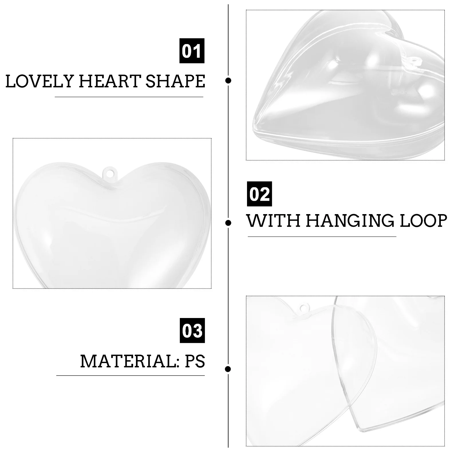 

5pcs Heart-Shaped Candy Boxes Wedding Gift Packaging Transparent Storage Box For Diy Decoration Lightweight Durable Ps Material