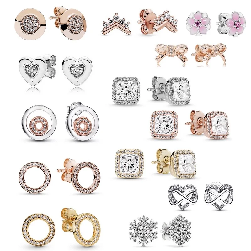 Классические серьги из стерлингового серебра 925 пробы, роскошные серьги с квадратным цветком и цирконием, ювелирные изделия «сделай сам», для женщин, подарок на день матери, день рождения