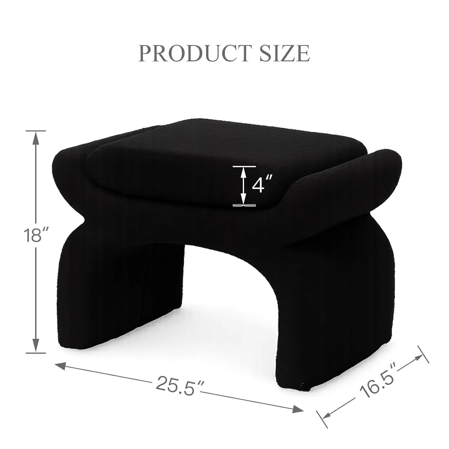 Bouclé Vanity Stool, Minimalist White Chair & Ottoman, Soft Makeup Seat for Bedroom Dressing Table 25.5